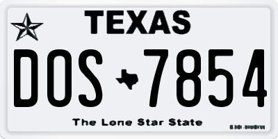 TX license plate DOS7854