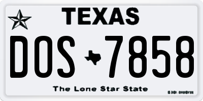 TX license plate DOS7858