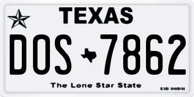 TX license plate DOS7862