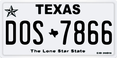 TX license plate DOS7866