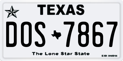 TX license plate DOS7867