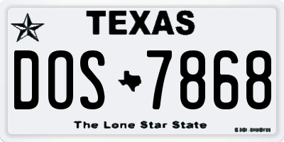 TX license plate DOS7868