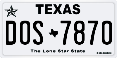 TX license plate DOS7870