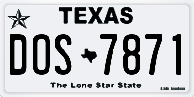 TX license plate DOS7871