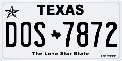 TX license plate DOS7872