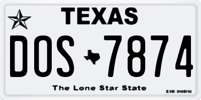 TX license plate DOS7874