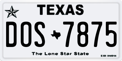 TX license plate DOS7875