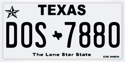 TX license plate DOS7880