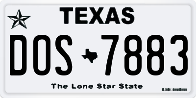 TX license plate DOS7883