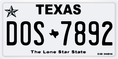 TX license plate DOS7892