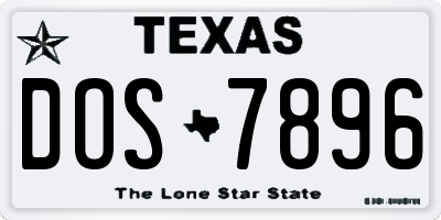 TX license plate DOS7896