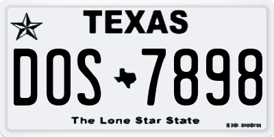 TX license plate DOS7898