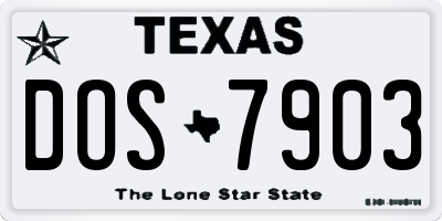TX license plate DOS7903