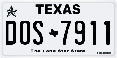 TX license plate DOS7911