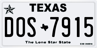 TX license plate DOS7915