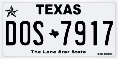 TX license plate DOS7917