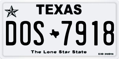 TX license plate DOS7918