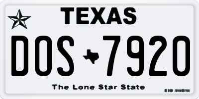 TX license plate DOS7920