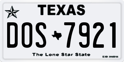 TX license plate DOS7921