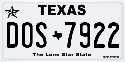 TX license plate DOS7922