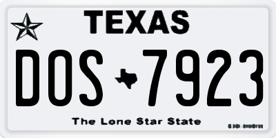 TX license plate DOS7923