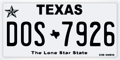 TX license plate DOS7926