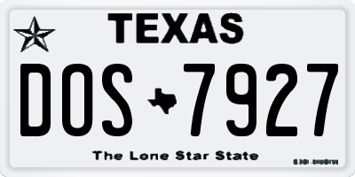TX license plate DOS7927
