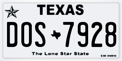 TX license plate DOS7928