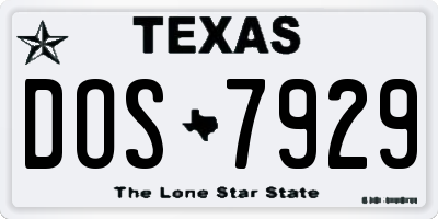 TX license plate DOS7929