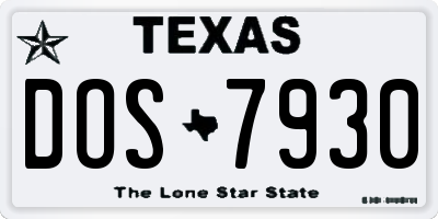 TX license plate DOS7930