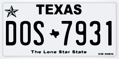 TX license plate DOS7931