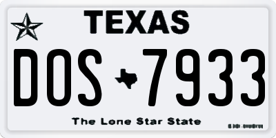 TX license plate DOS7933