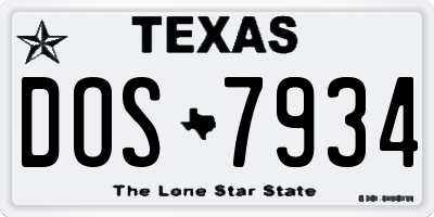 TX license plate DOS7934