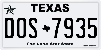 TX license plate DOS7935