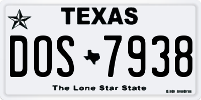 TX license plate DOS7938