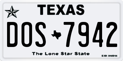 TX license plate DOS7942