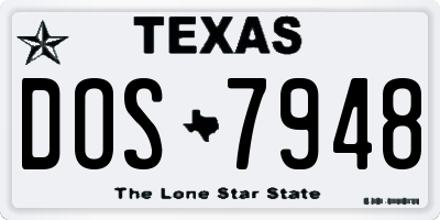TX license plate DOS7948