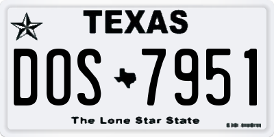 TX license plate DOS7951