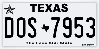 TX license plate DOS7953