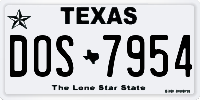 TX license plate DOS7954