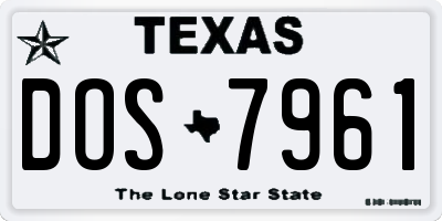 TX license plate DOS7961