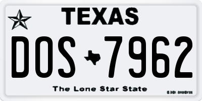 TX license plate DOS7962