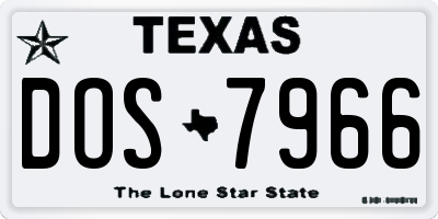 TX license plate DOS7966