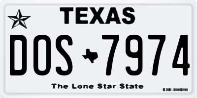 TX license plate DOS7974