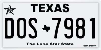 TX license plate DOS7981