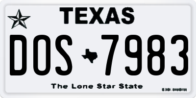 TX license plate DOS7983