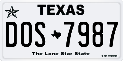 TX license plate DOS7987