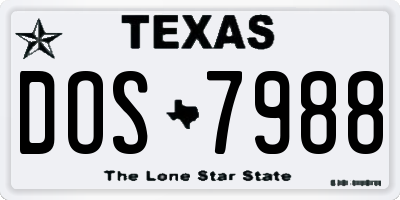 TX license plate DOS7988