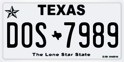 TX license plate DOS7989