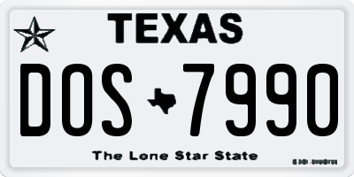 TX license plate DOS7990